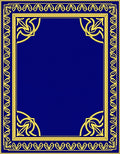 Classic Gold Blue Ornate Pattern Rug