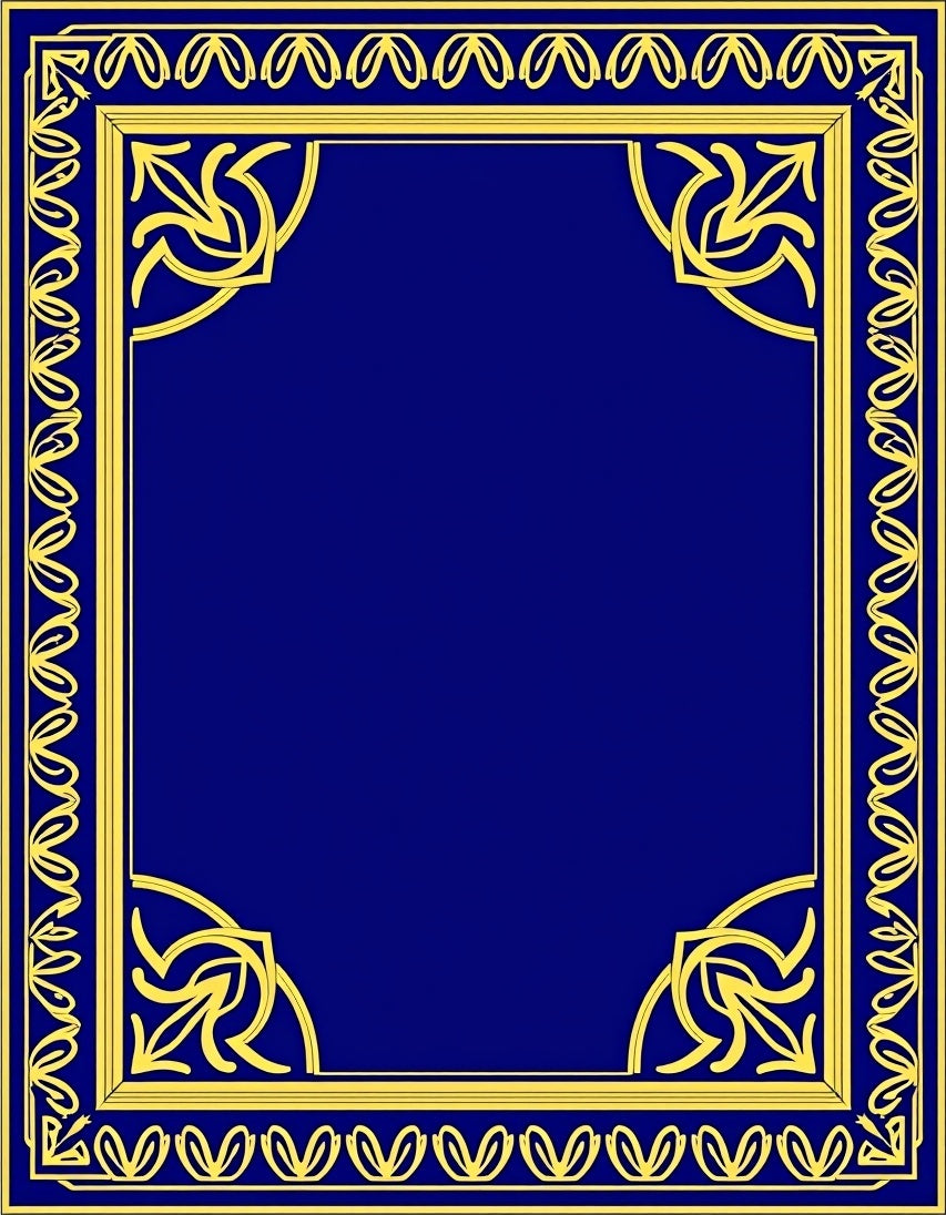 Classic Gold Blue Ornate Pattern Rug