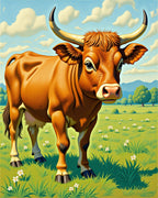 Brown Ox Standing In Green Meadow Rug