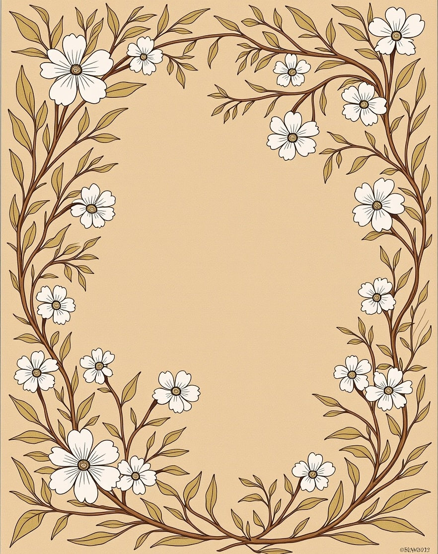 Elegant Floral Vines Whimsical Design Rug