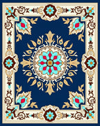 Vibrant Floral Leaf Border Design Rug