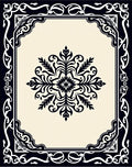 Intricate Black Floral Frame Design Rug