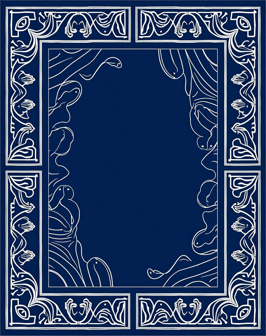 Vintage Floral Border Abstract Design Rug