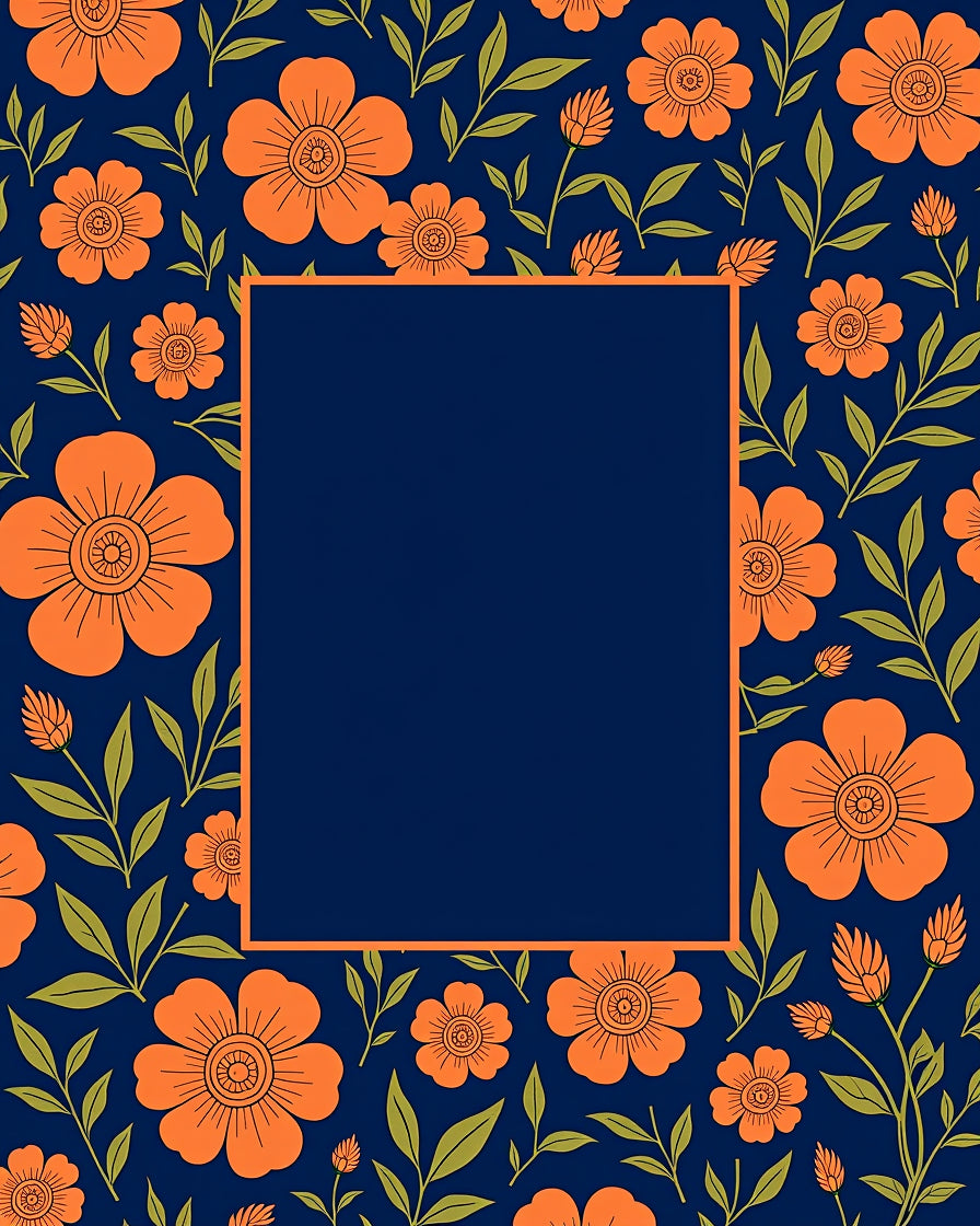 Orange Blossom Garden Floral Pattern Rug