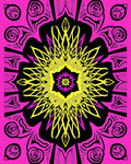 Vivid Hot Pink Yellow Floral Medallion Rug