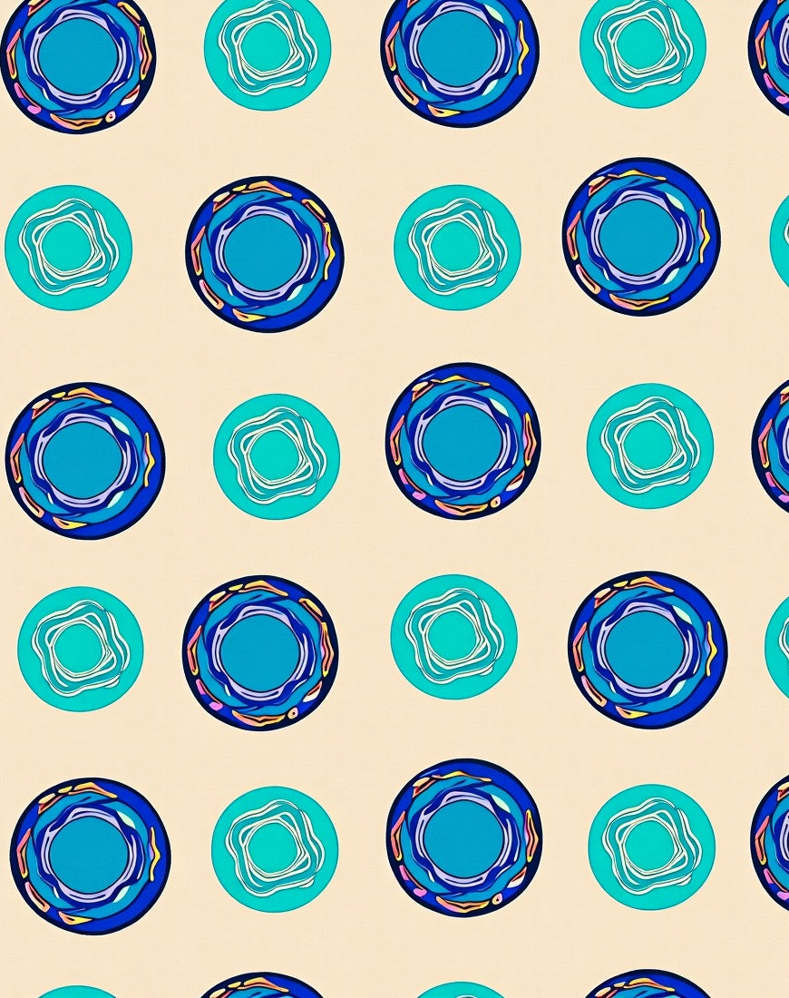 Blue Teal Swirls Pattern Rug