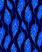 Electric Blue Feather Pattern Rug