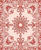 Classic Red Floral Border Design Rug