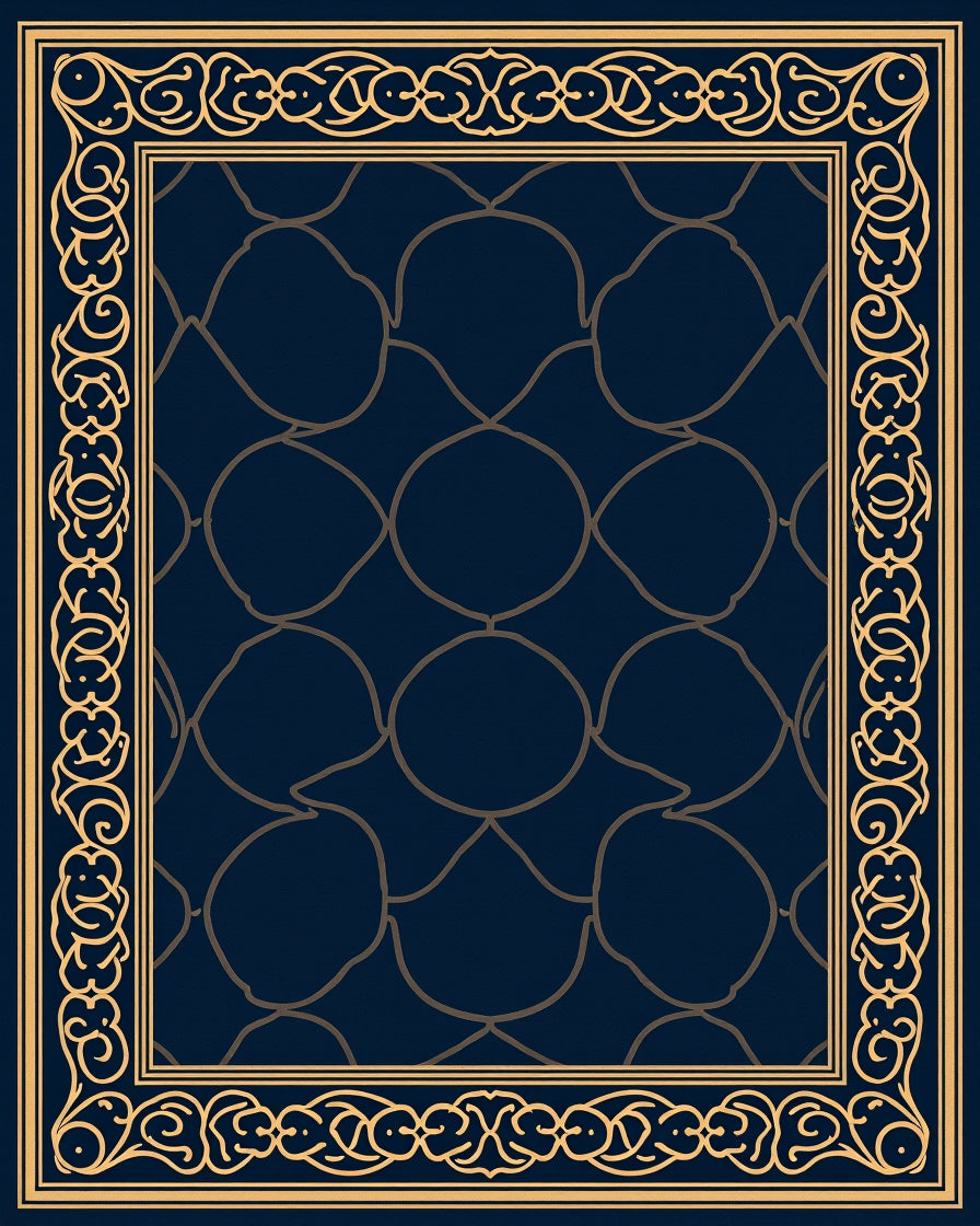 Ornate Geometric Circles Border Design Rug