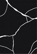 Black White Abstract Crack Pattern Rug