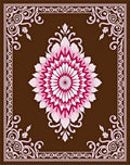 Ornate Floral Mandala Brown Pink Rug