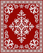 Classic Red White Floral Filigree Rug