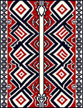 Bold Geometric Red Cream Fabric Design Rug