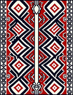 Bold Geometric Red Cream Fabric Design Rug