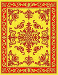 Elegant Red Floral Scroll Pattern Rug