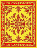 Elegant Red Floral Scroll Pattern Rug