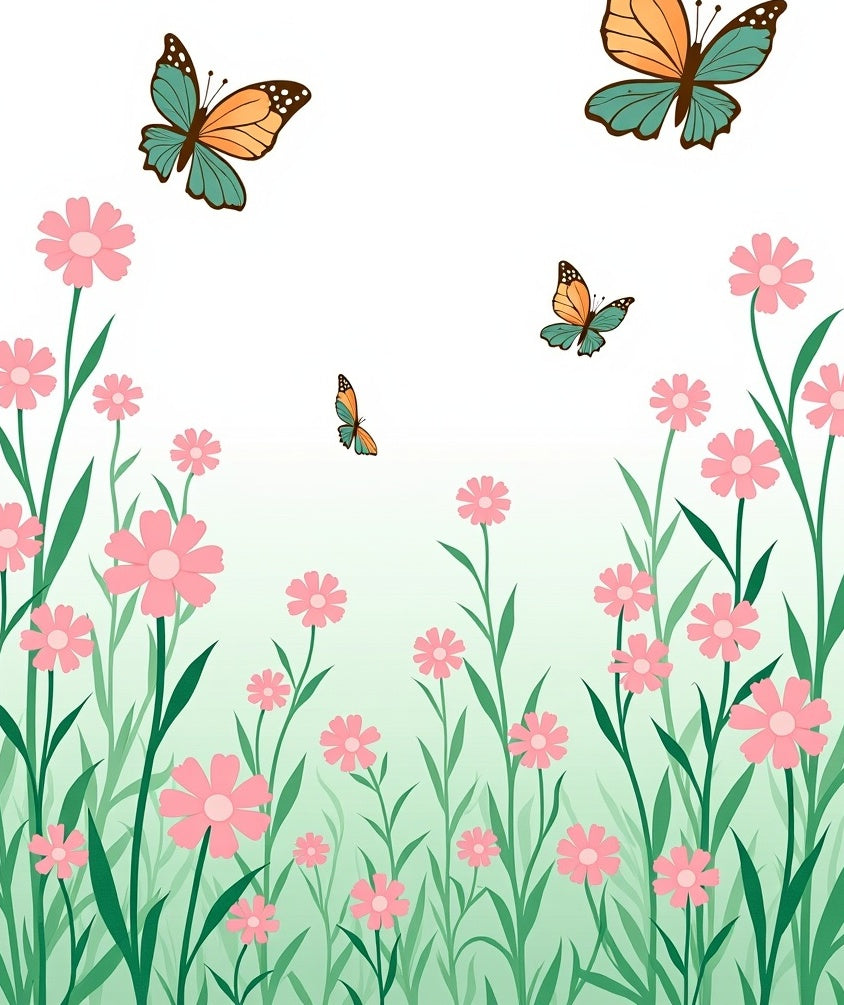 Colorful Butterflies Meadow Flowers Rug