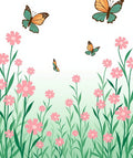 Colorful Butterflies Meadow Flowers Rug