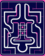 Abstract Maze Pattern with Pink Accents Rug