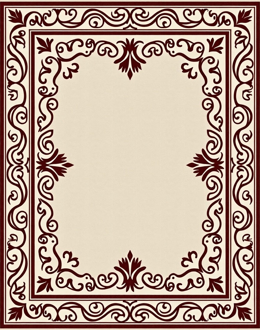 Elegant Baroque Floral Scrollwork Design Rug