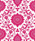 Deep Pink Floral Vine Pattern Rug