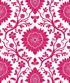 Deep Pink Floral Vine Pattern Rug