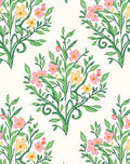 Delicate Floral Pattern with Pink Yellow Accents Rug