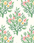 Delicate Floral Pattern with Pink Yellow Accents Rug