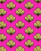 Bright Yellow Fan Flower Pattern Rug