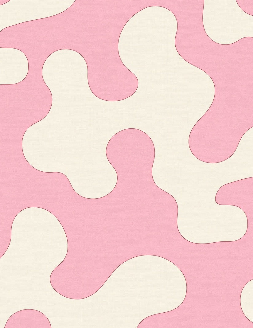 Pink Cream Blobs Pattern Rug