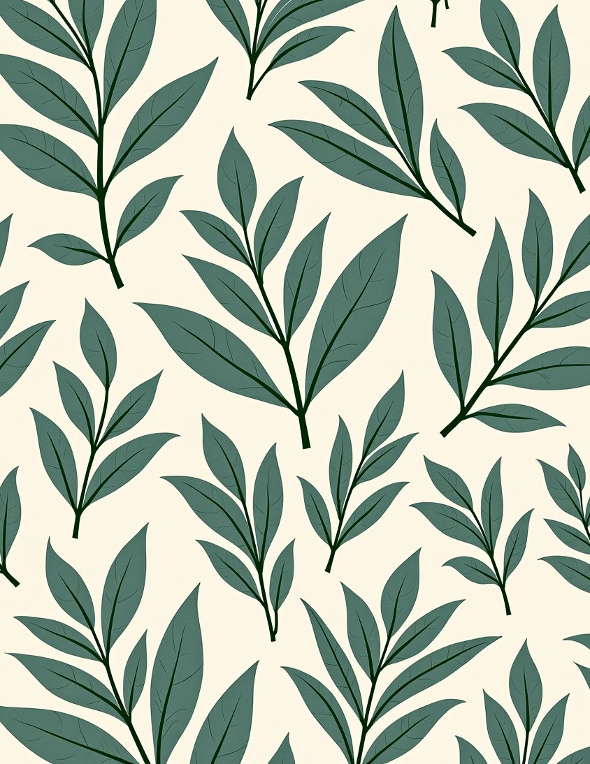 Organic Green Leaf Pattern Print Rug