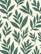 Organic Green Leaf Pattern Print Rug