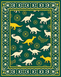 Whimsical Dinosaur Patterned Green Rug