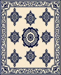 Navy Floral Starburst Pattern Rug