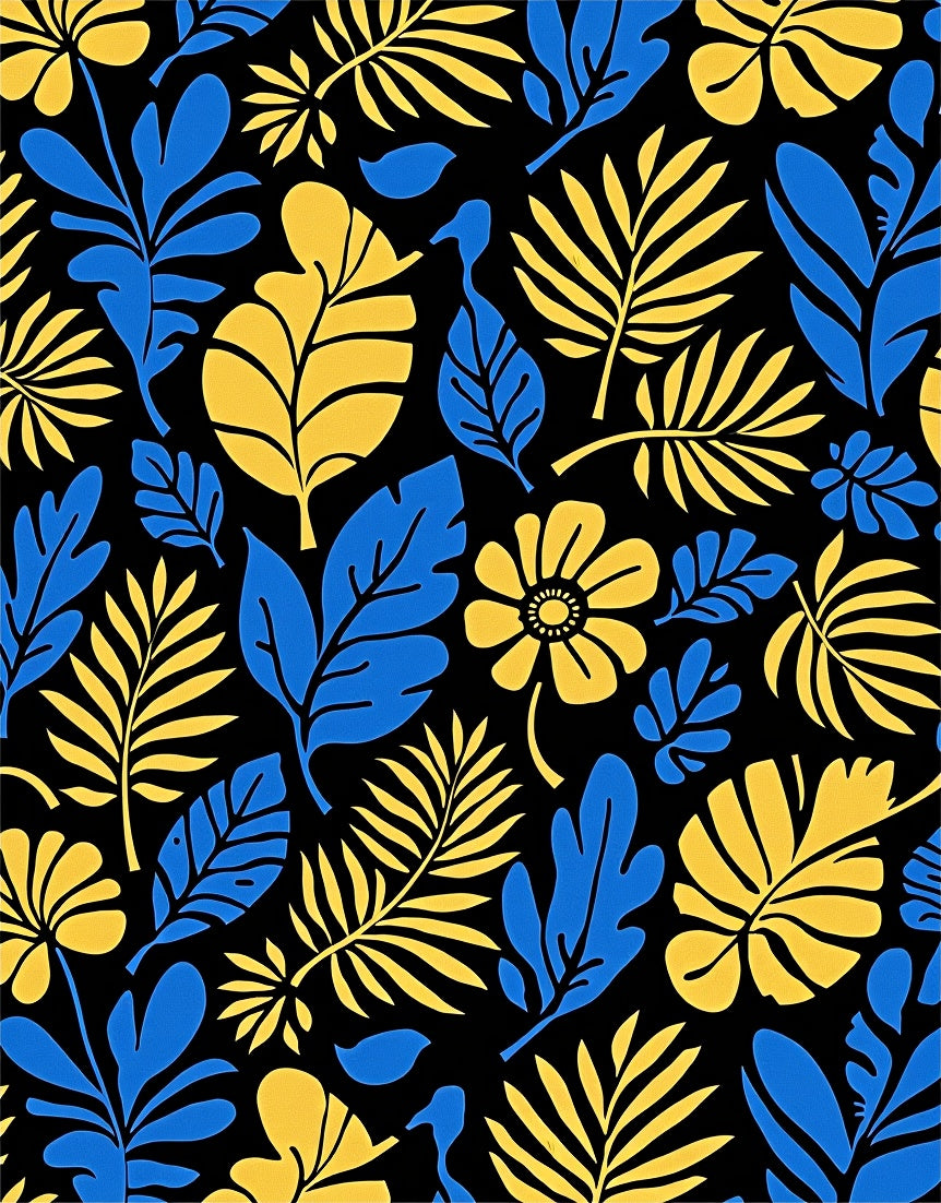 Bold Tropical Leaf Flower Pattern Rug