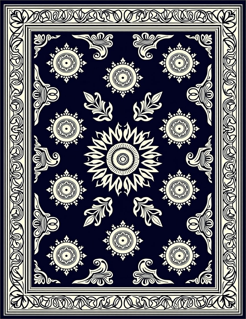 Classic Intricate Floral Mandala Pattern Rug