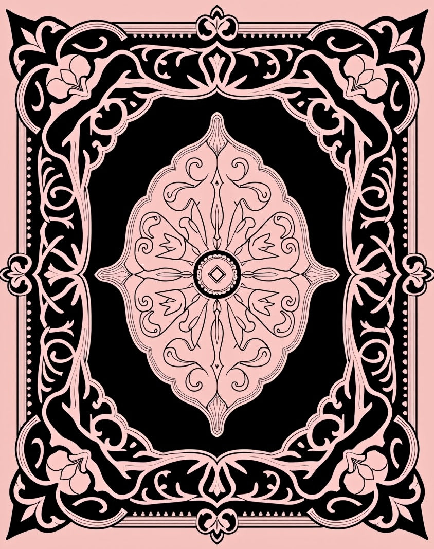 Floral Scrollwork Classic Mandala Design Rug