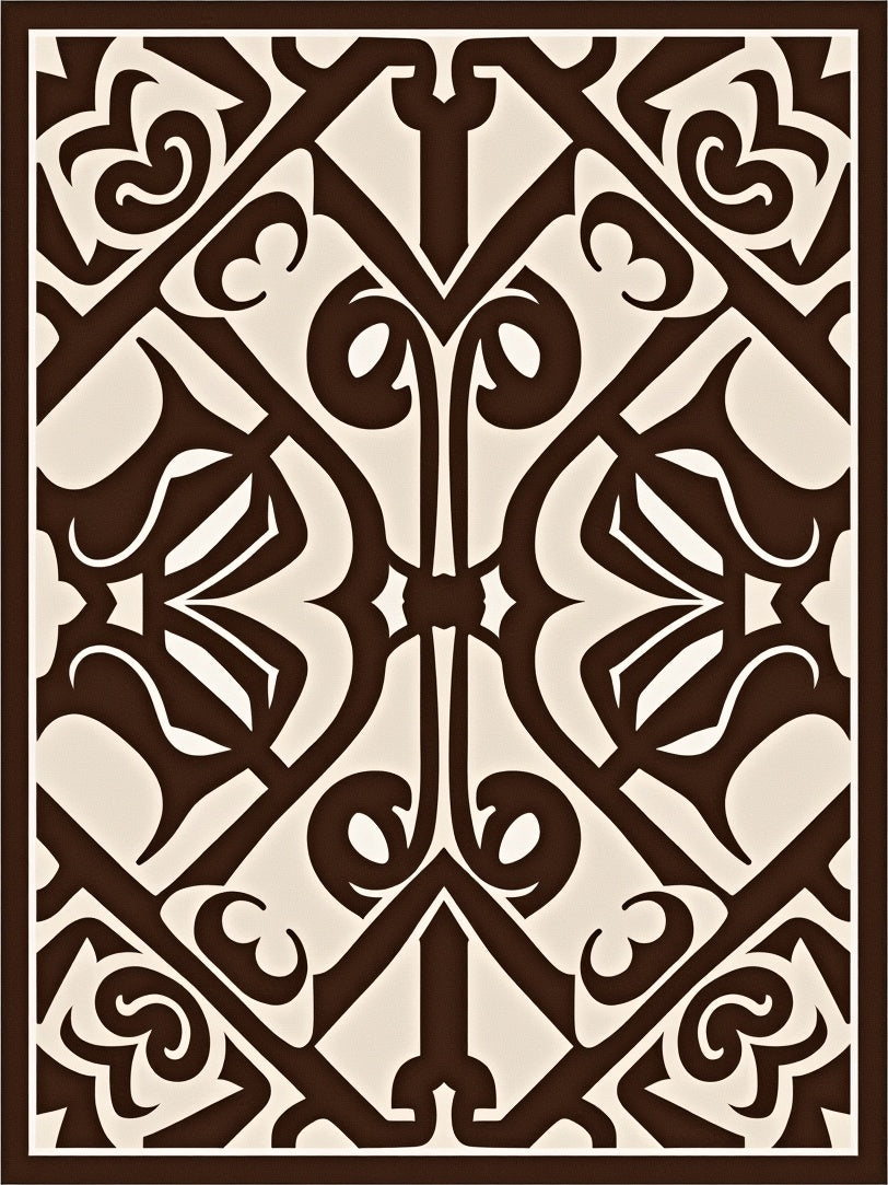 Brown Beige Classic Scroll Pattern Rug
