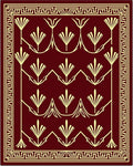 Art Deco Fan Pattern Burgundy Rug