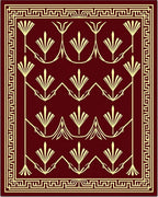 Art Deco Fan Pattern Burgundy Rug