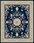 Classic Floral Motifs Dark Blue Rug