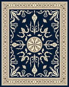 Classic Floral Motifs Dark Blue Rug