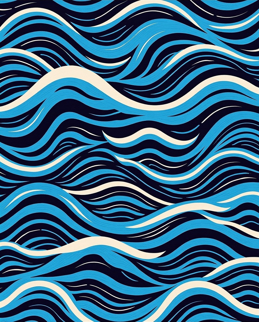 Serene Blue Wave Pattern Design Rug
