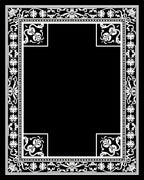 Ornate Floral Swirl Border Design Rug