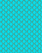 Aqua Gold Interlocking Geometric Rug