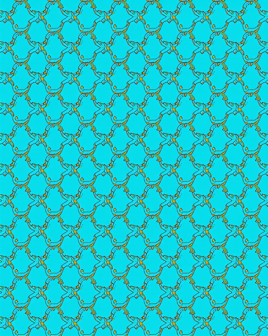 Aqua Gold Interlocking Geometric Rug
