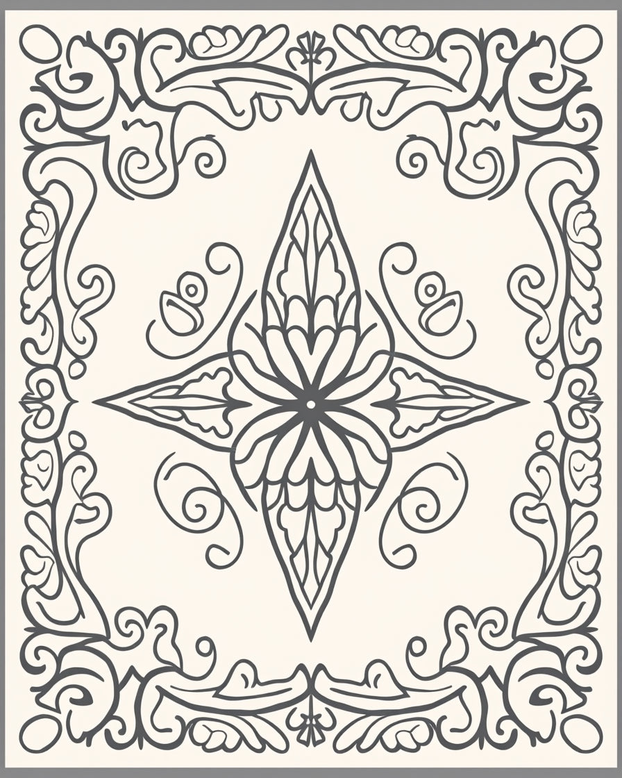 Ornate Floral Scrollwork Pattern Rug
