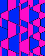 Pink Blue Geometric Tesselation Rug
