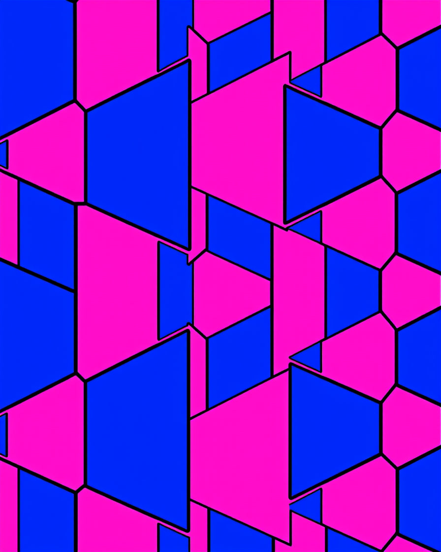 Pink Blue Geometric Tesselation Rug