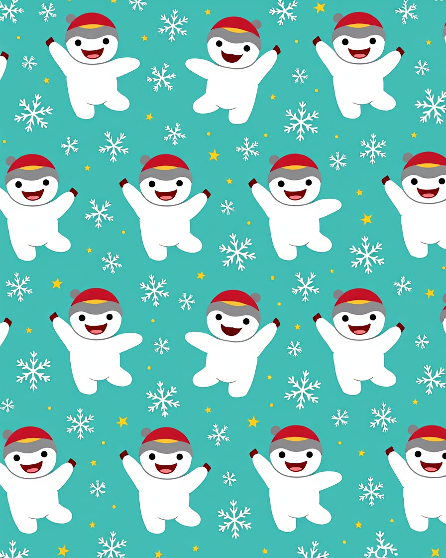 Cute Snowman Winter Snowflake Repeat Rug